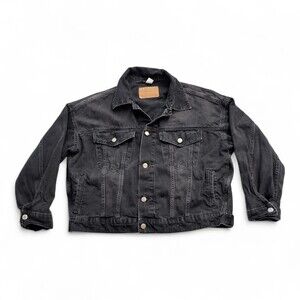 & Denim Washed Black Jean Jacket Women's M Classic Trucker